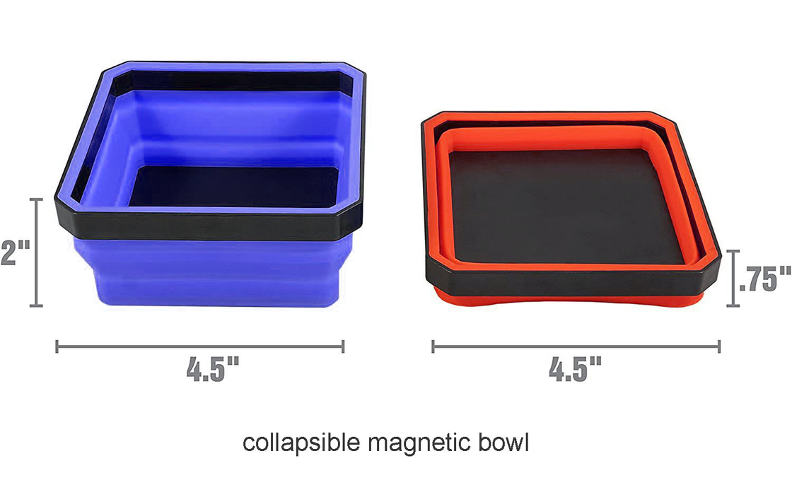 Opvouwbare Silicone Rubber Magnetische Kom 120*120*50mm Beschikbare Kleur 4 houdt Bouten, Noten, Schroeven en Delen