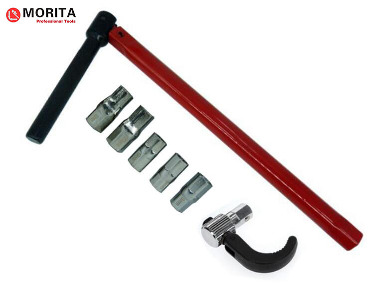 pijpleiding Basin Wrench 260 mm voor Basin Nut Alternatieve hoofden 9,10, 11, 14 mm Openingscapaciteit 15 mm tot 32 mm rood