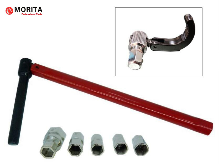 pijpleiding Basin Wrench 260 mm voor Basin Nut Alternatieve hoofden 9,10, 11, 14 mm Openingscapaciteit 15 mm tot 32 mm rood