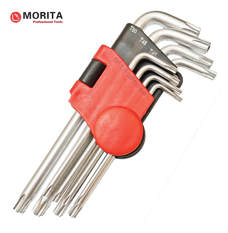 Plastic Torx End Allen Key Kit 9 Pce CR-V Stalen schroevendraaier en stopcontact Set A Tamper Proof Torx