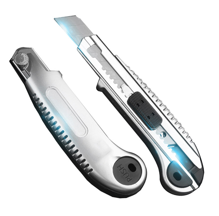 Snap Off Blade Utility Knife Alloy Steel &amp; ABS SK5 Spare Blades Met Blade Lock System Tool-free Blade Change Syste